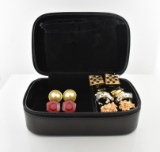 Black Leather Jewelry Travel Case and 7 Pairs Earrings