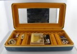 Small Velveteen Jewelry Box and Costume Jewelry