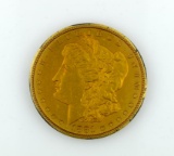 Gold Tone Resin Coated 1881S Morgan Silver Dollar with Plastic Case