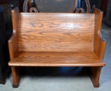 Small Antique Oak Church Pew Bench