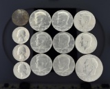 1978D Eisenhower Dollar, Eight US Half Dollars, Four US Quarters