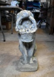 Concrete Dog with Basket Yard Sculpture
