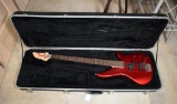 Red Yamaha N89 Double Cutaway Bass Guitar with Hard Case