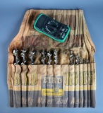 Set of Drill Bits in an Old Cleveland Lumber / Bird Roofs Advertising Canvas Bit Apron