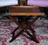 Small Mahogany Campaign Style Folding Tray Table