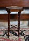 Small Mahogany Bambooesque Stand With Brass Tray Top