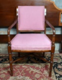Mahogany Bambooesque Club Chair with Dusky Rose Upholstery