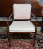Mahogany Bambooesque Club Chair with Neutral Upholstery