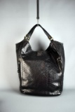 Lulu Black Faux Snakeskin Tote Bag