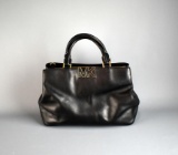 Michael Kors Black Leather Handbag w/ Removable Crossbody Strap
