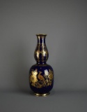 Lindner Handarbeit Echt Kobalt “Golden Flower” Porcelain Vase, Germany