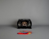 Oriental Lacquer & Mother of Pearl Locking Musical Jewelry Box w/ Key