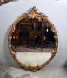 Vintage Gilt Wood Rococo Style Oval Wall Mirror