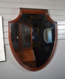 Vintage Mahogany Shield Frame Wall Mirror