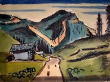 Helmuth Macke (German, 1891-1936) Mountains, Drawing-Watercolor, Signed