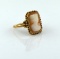 Vintage 10K Yellow Gold Shell Cameo Ring, Size 6.5