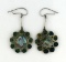 Vintage Native American Sterling Silver & Abalone Earrings, 14K Wire Clips