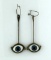Unique Taxco Silversmith Orvelo Sterling Silver w/ Blue Gray Glass Eyes Dangle Earrings