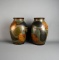 Pair of Vintage Hand Painted Ceramic 10” Vases
