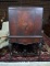 Antique Baroque Style Marquetry Decorated Walnut China Cabinet with Urn Ornament