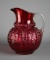Vintage Ruby Red Glass Pitcher with Crystal Handle