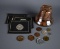 Lot--Glass Liberty Bell Still Bank Full of L. Memorial Pennies, Tokens, Antiquarian Coins