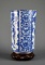 Fine Antique Japanese Imari Blue & White 8” Dragon Vase with Stand