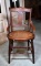 Comfortable Antique Carved Walnut Side Chair with Caned Seat