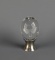 Ekanas Crystal Egg with Gemini Etched on Surface, Pewter Stand