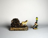 Two Vintage Metal Figures—Coach and Tipsy Lamplighter