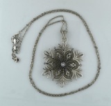 Brighton Silver and Crystal Snowflake Pendant 36” Necklace with Storage Bag