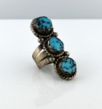 Vintage Native American Sterling Silver & Turquoise Ring, Size 8