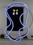Lapis Lazuli Bead 32” Necklace & Lapis w/ 14K Yellow Gold Earrings