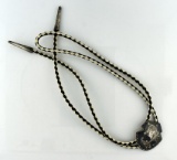 Vintage Mexican Sterling Silver and Leather Bolo Tie