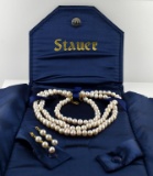 Stauer Mitsuko Organic Cultured Pearl Set—24” Necklace, Bracelet, & Earrings w/ Storage Case