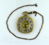 Antique Elgin 17 Jewels 14K Gold Filled Case Pocket Watch with Chain