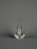 Vintage Cut Crystal Unmarked Perfume Bottle with Pyramidal Stopper, Probably Czech-Bohemian