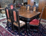 Set 6 Antique Baroque Style Dark Fumed Oak Dining Chairs