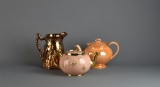 Lot of Vintage Ceramics—Steubenville & Gibson's Teapots / Lusterware Pitcher