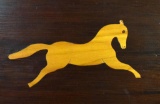 Wood Inlay in Panel Horse Art