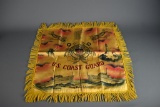 WWII Sweetheart Printed Silk Pillow Cover U.S Coast Guard, Long Beach, CA
