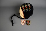 Vintage Swiss Embroidered Cap (Large) & Two Embroidered Cloth Badges