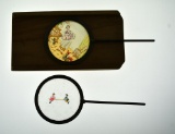 Two Movable Antique Magic Lantern Glass Slides with Wooden Slide Frame
