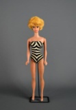 Vintage Blonde BubbleCut Watermelon Pink Lips & Nails (1962) Barbie w/ Bathing Suit & Wire Stand