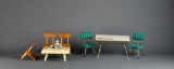 Vintage 1960s Mid-Century Modern Doll House Dining Furniture and Tea Set, Stombecker