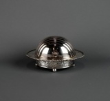 Vintage Ball-Footed Silver Plate Covered Butter Dish