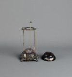 Antique Silver Hat Pin Holder & Antique Silver and Ebony Pin Cushion