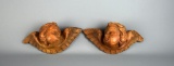 Pair of Carved Wooden Winged Cherub Heads