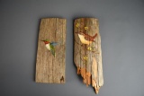 Two Pumpkintown,SC Artist Hand Painted Bird on Wood Plaques