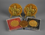 Lot of Collectible Medallions—D.A.R., Nat. Parks, 22K Plated British Buildings